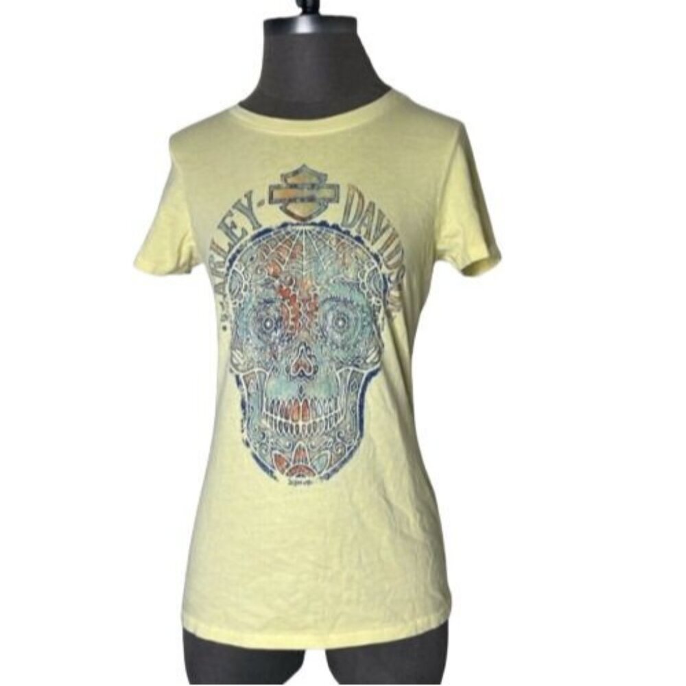 Ladies Harley Davidson Sugar Skull Graphic Shirt Adventure HD Lynchburg Small